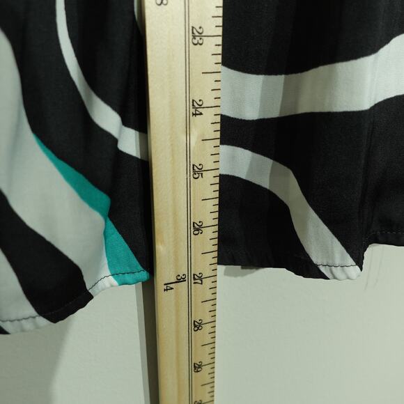 Nine West Womens Blouse Balloon Bubble Sleeve Geometric Print Teal Black Size OX - Picture 5 of 5